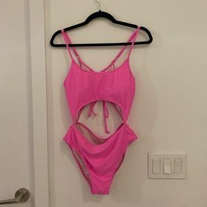 Hot pink one-piece bathing suit